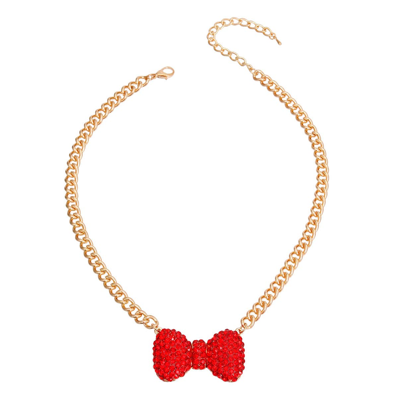 Red Bow Pendant Necklace